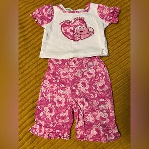 Y2K Vintage Sesame Street Elmo Shirt pants Sz 3-6 Months pink Hawaiian